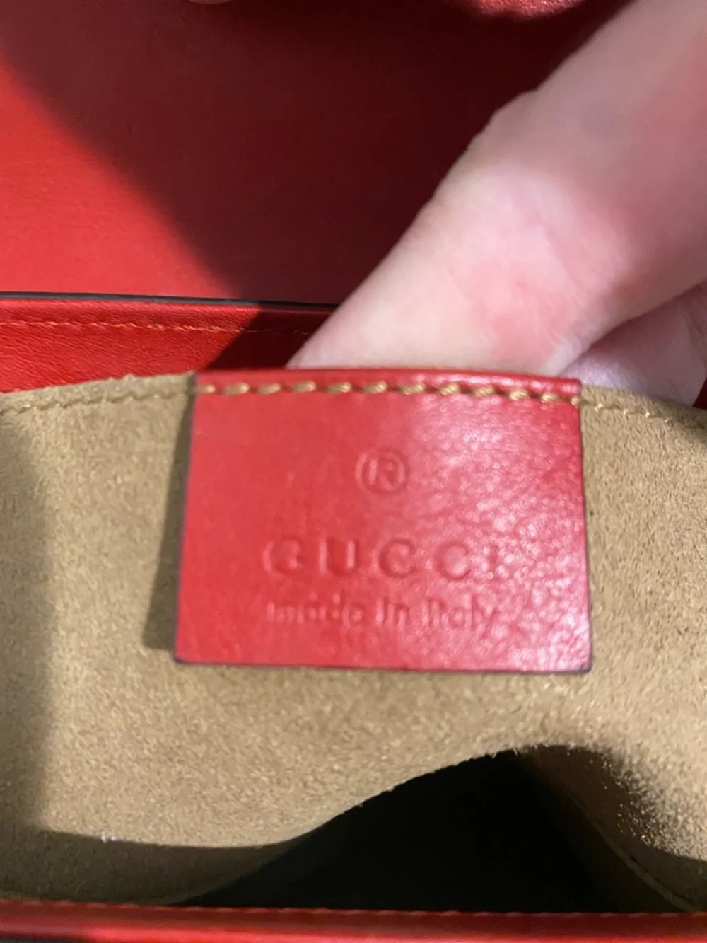 Gucci Red Leather Top Flap GG Canvas Chain Shoulder Bag - Picture 13 of 16
